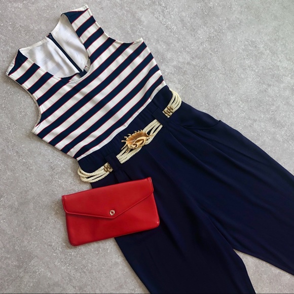 Vintage Pants - Vintage Nautical Jumpsuit Vintage Pants - Vintage Nautical Jumpsuit